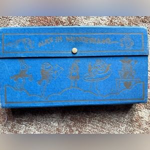 Antique Alice in Wonderland school art pencil box case snap closure vintage rare